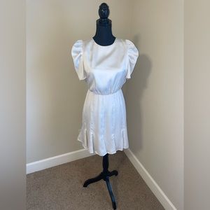 Express white satin short-sleeve dress